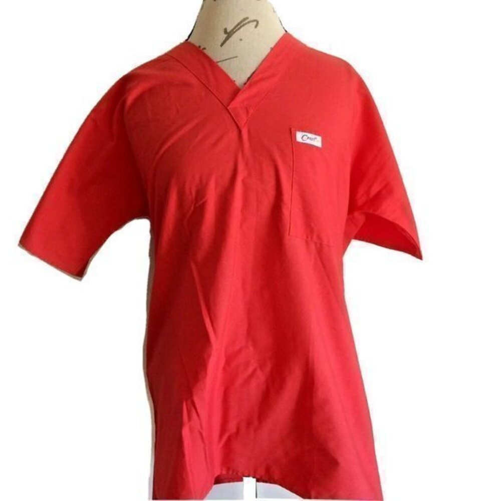 Crest Medical Nurse Uniform Scrub Size Small Top Blouse Orange Short Sleeve